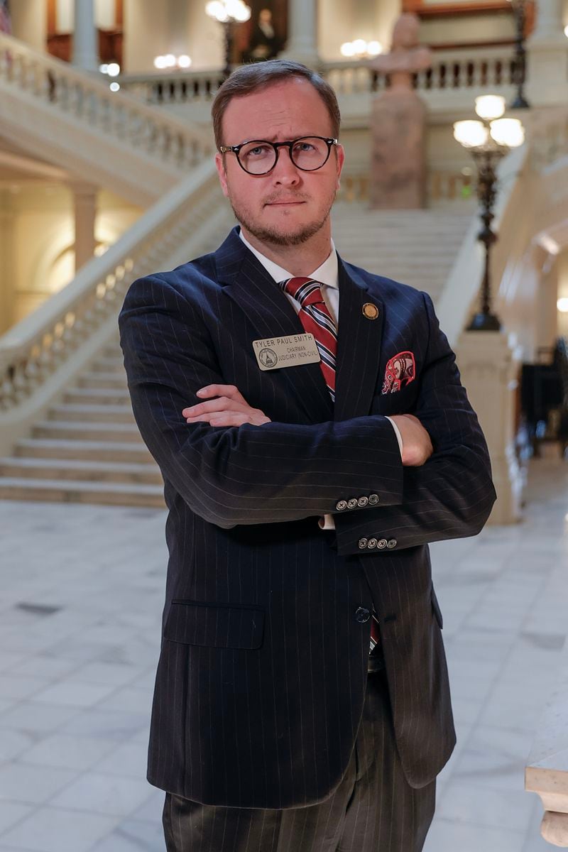 Rep. Tyler Paul Smith (R-Breman) poses for a portrait at the Georgia State Capitol on Monday, March 27, 2023.  (Natrice Miller/ natrice.miller@ajc.com)
