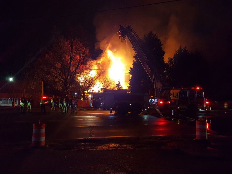 Several 911 callers reported seeing flames in the area of Krystal and Renasant Bank just after midnight Monday.  (Photo: Gwinnett County Fire Department)