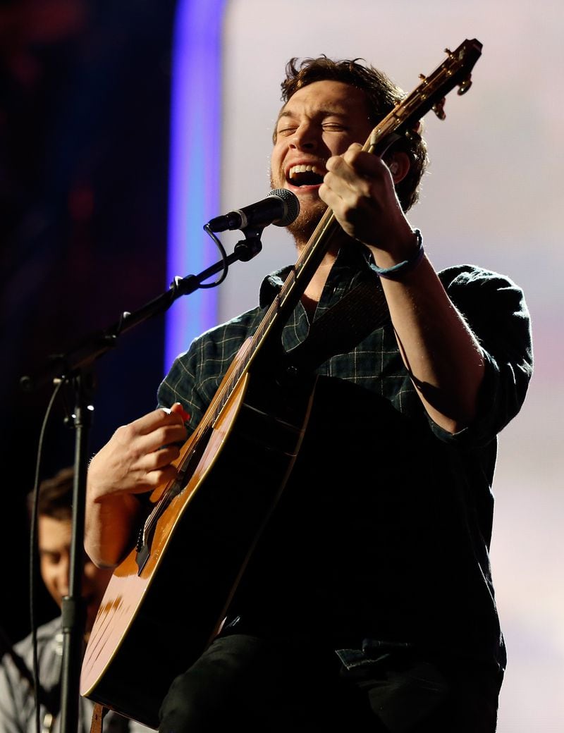 HOUSTON, TX - FEBRUARY 16: Musician Phillip Phillips performs during All-Star Saturday Night part of 2013 NBA All-Star Weekend at the Toyota Center on February 16, 2013 in Houston, Texas. NOTE TO USER: User expressly acknowledges and agrees that, by downloading and or using this photograph, User is consenting to the terms and conditions of the Getty Images License Agreement. (Photo by Scott Halleran/Getty Images)