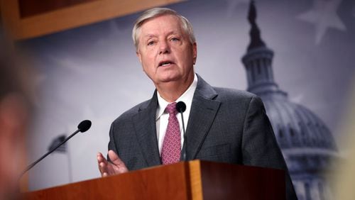 U.S. Sen. Lindsey Graham (R-SC) speaks on southern border security and illegal immigration, during a news conference at the U.S. Capitol on July 30, 2021 in Washington, DC. (Kevin Dietsch/Getty Images/TNS)