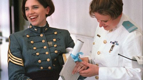 Nancy Mace became the first female graduate of The Citadel on Saturday, May 8, 1999. AP Photo/Mic Smith