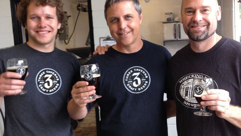 Brewers Joran Van Ginderachter, Brian Purcell and Bob Sandage at Three Taverns in Decatur. (Bob Townsend)