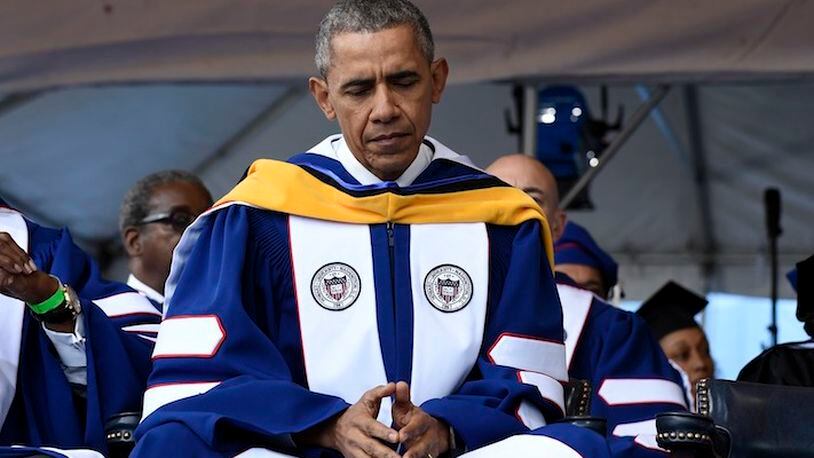 President Barack Obama attends the commencement ceremony for the 2016 graduating class of Howard University in Washington, Saturday, May 7, 2016. (AP Photo/Susan Walsh)