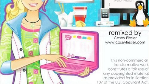 The cover of a "remix" of Mattel's "Barbie: I Can Be a Computer Engineer," done by Georgia Tech PhD student Casey Fiesler.