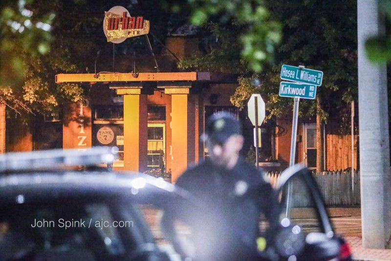 A local rapper was shot Sunday night outside Urban Pie, a pizza restaurant in Atlanta's Kirkwood neighborhood.