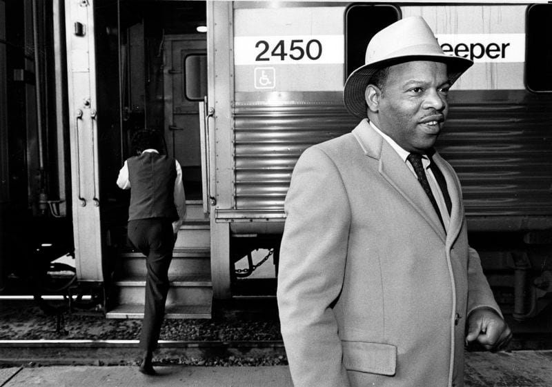 Rep. John Lewis arrives in Washington, D.C., via Amtrak on Jan. 5, 1987, for the swearing-in ceremony to the House of Representatives. 
MANDATORY CREDIT: WILLIAM BERRY / THE ATLANTA JOURNAL-CONSTITUTION