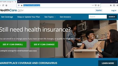 The federal website for enrolling in ACA health insurance plans, healthcare.gov, shown here in a screenshot.  Open enrollment has closed for 2023 but people in special life circumstances may be able to enroll.