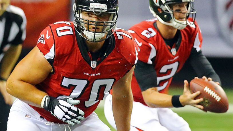 The stats say Falcons rookie tackle Jake Matthews has struggled, but the Falcons think he’s coming into his own. CURTIS COMPTON / CCOMPTON@AJC.COM