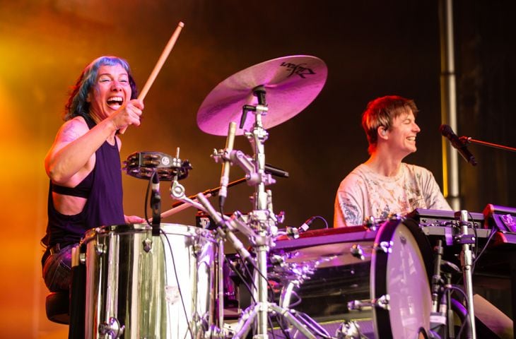 Atlanta, Ga: Matt & Kim brought the dance party to the Ponce de Leon Stage Sunday night. Photo taken May 5, 2024 at Central Park, Old 4th Ward. (RYAN FLEISHER FOR THE ATLANTA JOURNAL-CONSTITUTION)