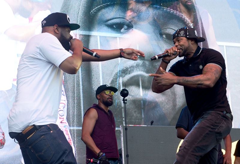ATLANTA - September 8, 2019:  Wu-Tang Clan members Ghostface Killah (left) and Method Man (right) perform at One Musicfest, which is celebrating its 10th anniversary at Centennial Park. RYON HORNE/RHORNE@AJC.COM