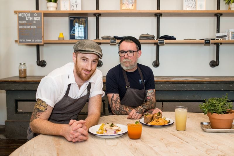 Root Baking owner and baker Chris Wilkins (left) and executive chef Matthew Palmerlee (right). Photo credit- Mia Yakel.