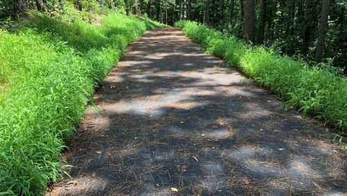 Sugar Hill Greenway Trail construction continues with this asphalt trail segment through EE Robinson Park (North). (Courtesy City of Sugar Hill)
