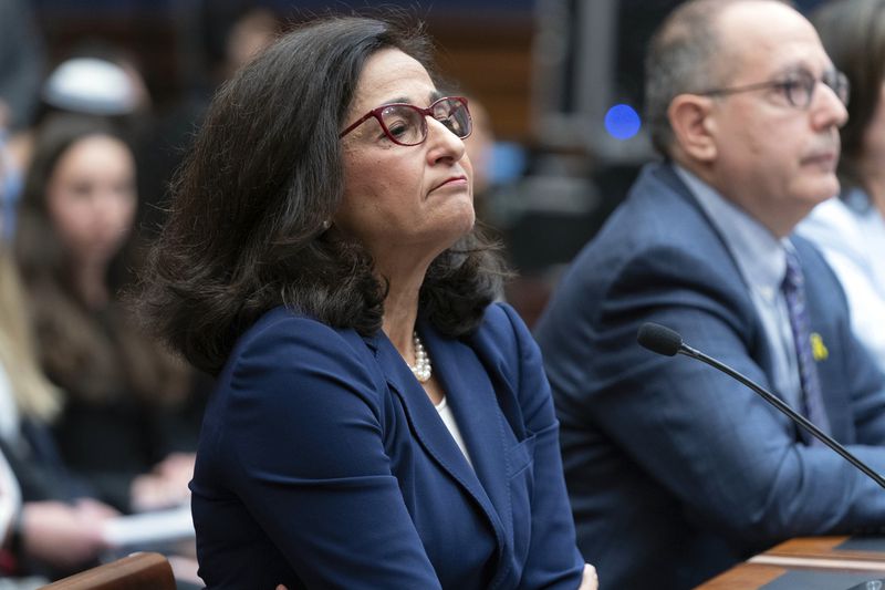Columbia University president Nemat Shafik testifies before the House Committee on Education and the Workforce hearing on "Columbia in Crisis: Columbia University's Response to Antisemitism" on Capitol Hill in Washington, Wednesday, April 17, 2024. (AP Photo/Jose Luis Magana)
