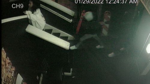 The video released by police shows a woman and four men waking into the bar from different angles, as well as footage of the group inside the establishment. Investigators hope to identify and speak with all five of the people shown in the video.