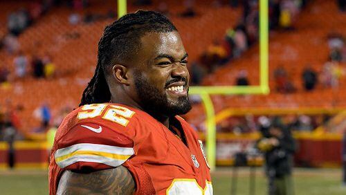 ESPN's Vaughn McClure writes that new Falcons defensive tackle Dontari Poe looks like he's on track to meet his contractual incentive to weigh under 340 pounds at Thursday's OTA.  (Photo by Reed Hoffmann/Getty Images)