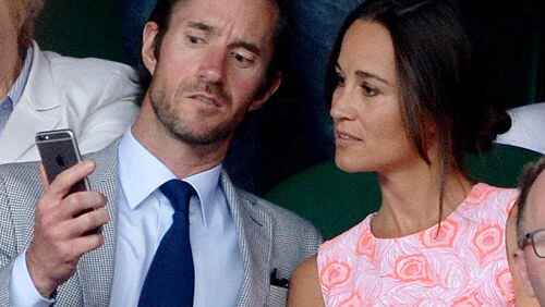 This is a July 6, 2016, file photo of Pippa Middleton and James Matthews at the Wimbledon Championships at the All England Lawn Tennis and Croquet Club, Wimbledon London.