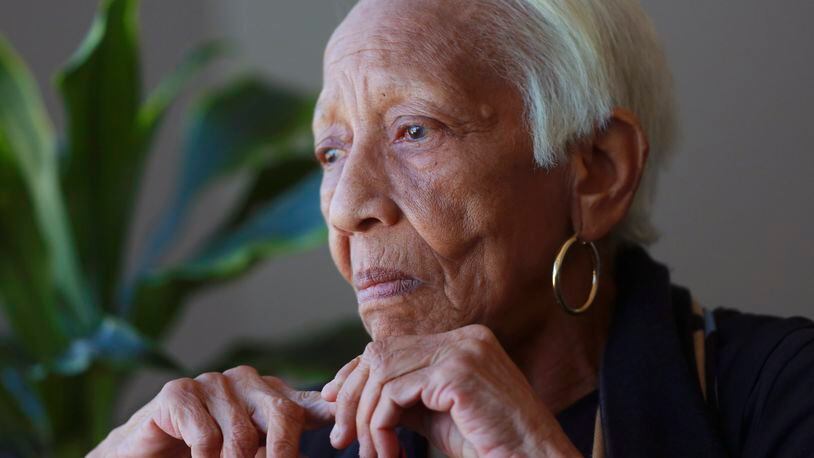 In this Jan. 11, 2016, file photo, Doris Payne speaks during an interview in Atlanta. Payne, an 86-year-old infamous jewel thief, is wanted for missing court. (AP Photo/John Bazemore, File)
