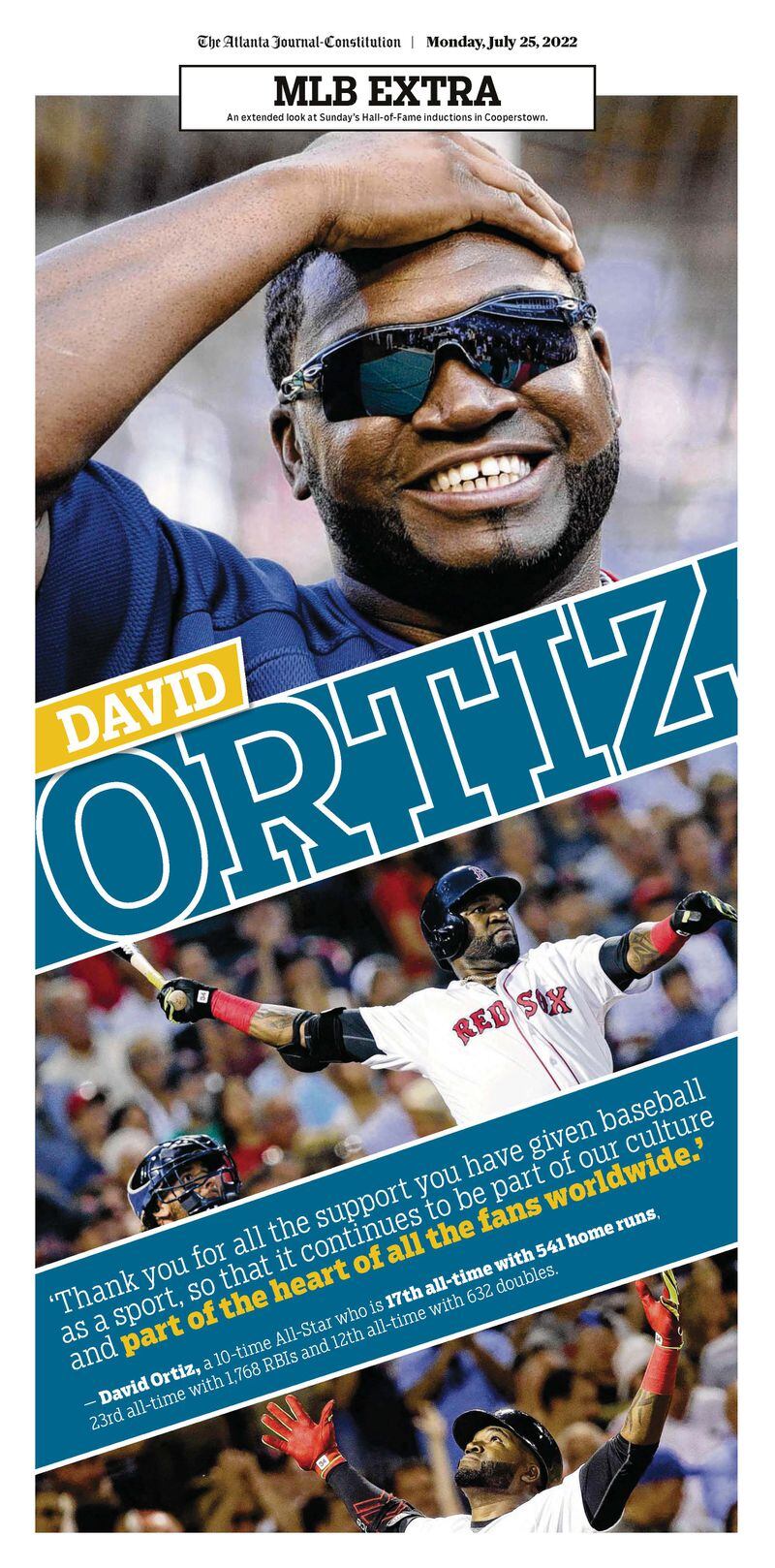David Ortiz page as part of expanded coverage of the Baseball Hall of Fame ceremony in Monday’s ePaper