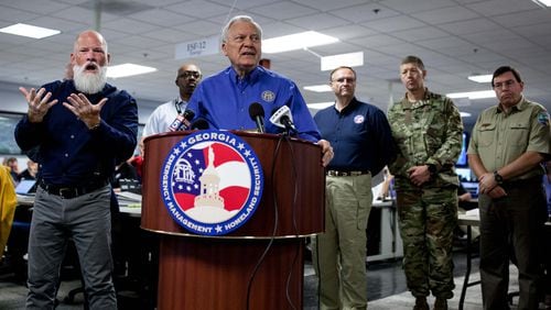 Gov. Nathan Deal holds a press conference at the State Operations Center at the Georgia Emergency Management and Homeland Security Agency on Sunday, Sept. in Atlanta, ahead of inclement weather that is expected to impact much of Georgia due to Hurricane Irma.