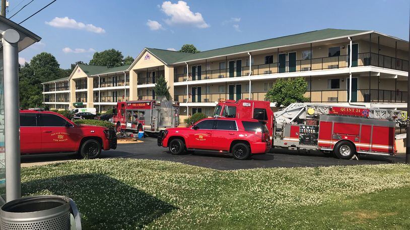 One floor of a hotel on Memorial Drive in DeKalb County was evacuated after chemical fumes sent three police officers to the hospital. Photo from Channel 2 Action News