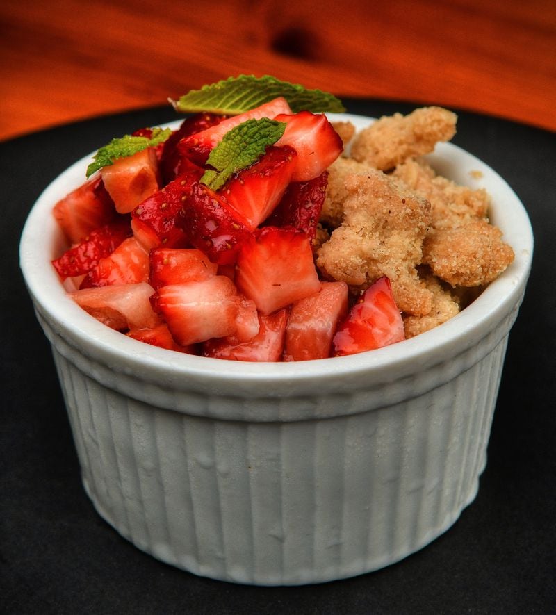 You can cool off this time of year with Miller Union pastry chef Claudia Martinez's Meyer Lemon Semifreddo With Oat Cookie Crumble and Macerated Strawberries. Styling by Claudia Martinez / Chris Hunt for the AJC