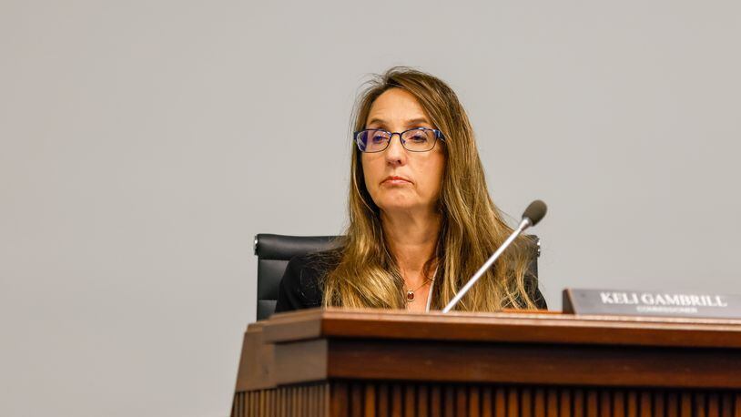 District One Commissioner Keli Gambrill is seen at a Cobb County Board of Commissioners meeting in Marietta on Tuesday, September 27, 2022.   (Arvin Temkar / arvin.temkar@ajc.com)