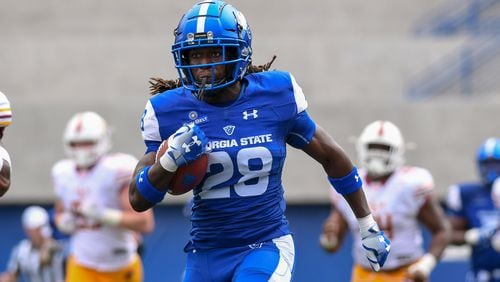 Freshman Seth Paige rushed for 145 yards on just nine carries, including an 82-yard touchdown that is the longest run from scrimmage in Georgia State history.   Credit: Todd Drexler/Georgia State Athletics