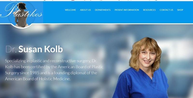  The website for Plastikos shows Dr. Susan Kolb