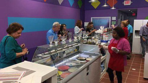 Customers go through the line during Avondale Ice Cream's grand opening in September. (Facebook Photo)