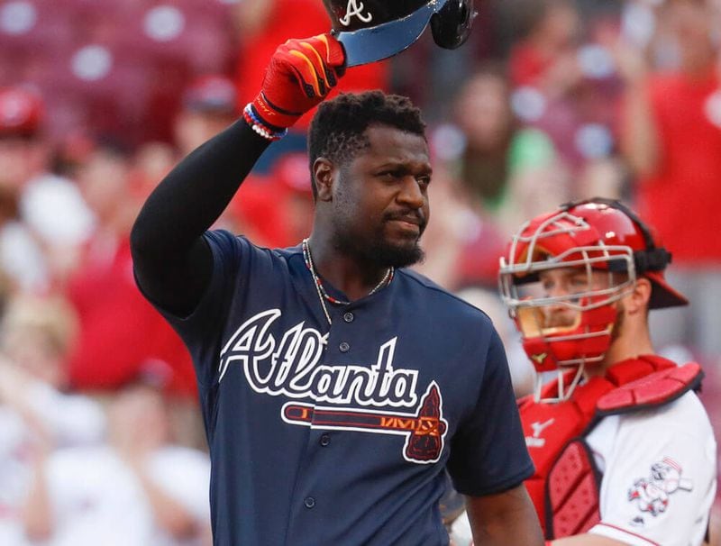  Phillips got a big welcome back when the Braves played this season at Cincinnati, where he spent 11 seasons before he was traded to Atlanta just before spring training. (AP photo)