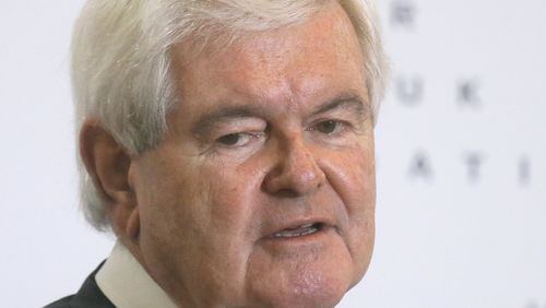 Newt Gingrich, shown here giving a lecture in Kiev, Ukraine on May 16, has asserted that Democratic Party emails were leaked to WikiLeaks by a young Democratic National Committee staffer who police suspect was killed during a robbery attempt. (AP Photo/Efrem Lukatsky)
