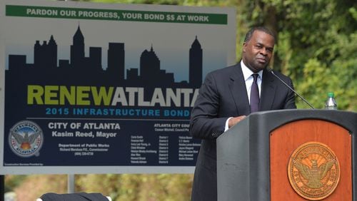 In 2015, then-Mayor Kasim Reed and other officials broke ground on the first project of the Renew Atlanta Infrastructure Bond program. The bond was approved by Atlanta voters. Now, in 2019, those voters are angry because the program has not delivered on its promises. [Brant Sanderlin/ AJC file]