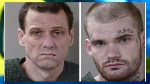Donnie Russell Rowe (left) and Ricky Dubose, the inmates accused of killing two Georgia correctional officers, were captured in Tennessee Thursday after three days on the run. (Credit: Channel 2 Action News)