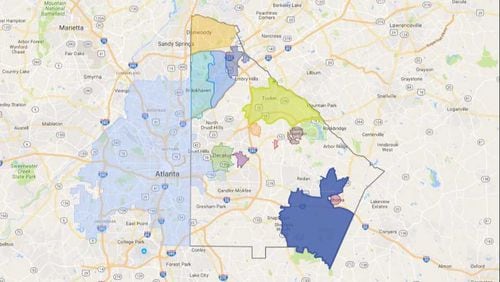 Ten cities have been formed in metro Atlanta since 2005, including four in DeKalb County: Brookhaven, Dunwoody, Stonecrest and Tucker. Map via @2017 Google