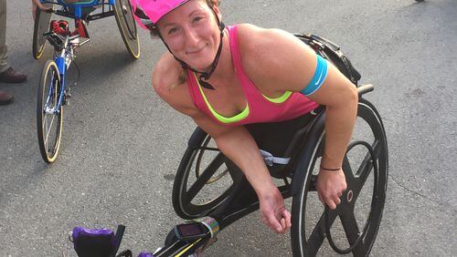 Tatyana McFadden won her seventh AJC Peachtree Road Race Wheelchair Division on Tuesday. After battling blood clots, she was determined to still make the race.