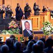 A choir sings during the funeral of David Hankerson, former Cobb County manager, at Turner Chapel AME Church in Marietta on Wednesday, February 7, 2024. (Arvin Temkar / arvin.temkar@ajc.com)