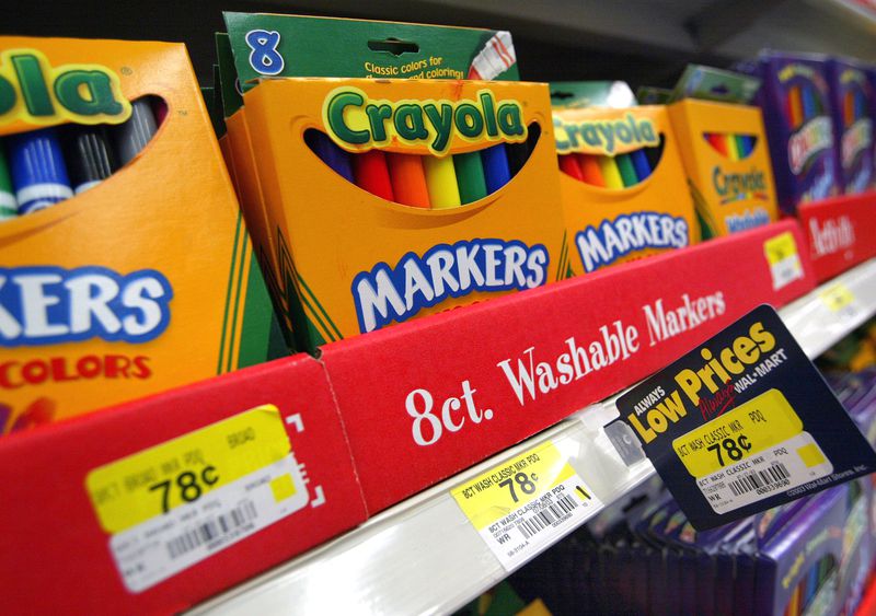 ROLLING MEADOWS, IL - JULY 26: Crayola markers are seen in the back-to-school section in a Wal-Mart store July 28, 2003 in Rolling Meadows, Illinois. Wal-Mart said that sales in the month of July at its U.S. stores that were open at least one year could top expectations. Warm weather has helped turnaround slower retail sales following the cooler weather of May and June. (Photo by Tim Boyle/Getty Images)