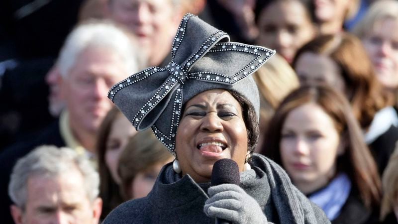 WASHINGTON - JANUARY 20:  Aretha Franklin sings during the inauguration of Barack Obama as the 44th President of the United States of America on the West Front of the Capitol January 20, 2009 in Washington, DC. (Photo by Alex Wong/Getty Images)