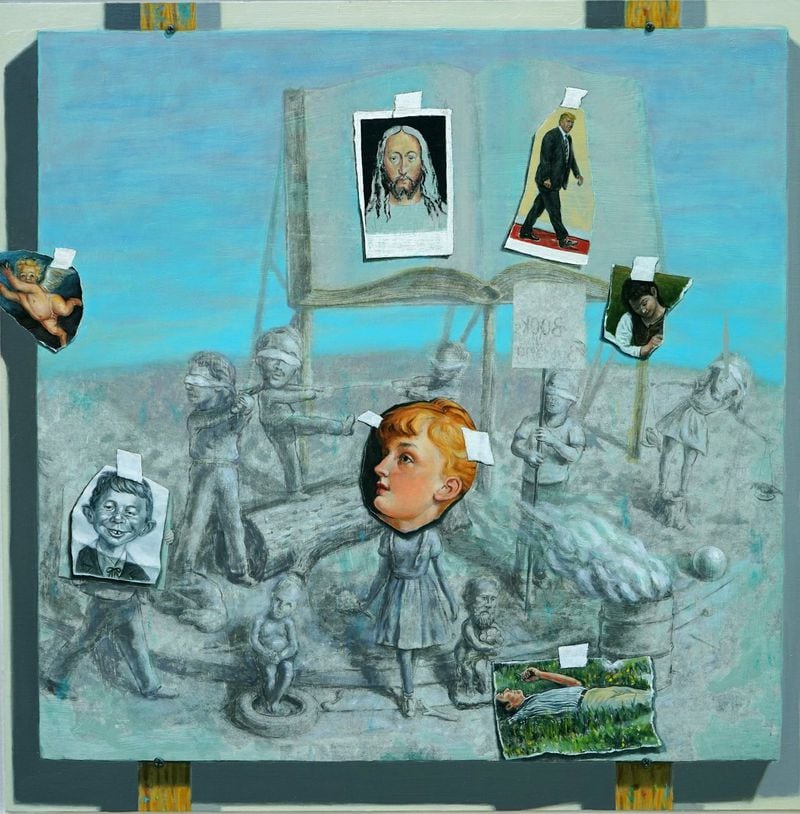 Artist Scott Belville’s “Billboard” in acrylic and oil on panel. CONTRIBUTED BY SANDLER HUDSON GALLERY