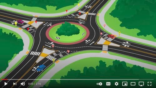 The new roundabout at Ga. 13/Buford Highway at Russell Street in Suwanee has opened.  (Courtesy GDOT and U.S. Department of Transportation)