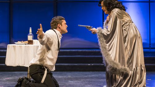 Jennifer Johnson Cano as Donna Elvira confronts Jack Swanson’s Don Giovanni in the Atlanta Opera's "Don Giovanni."