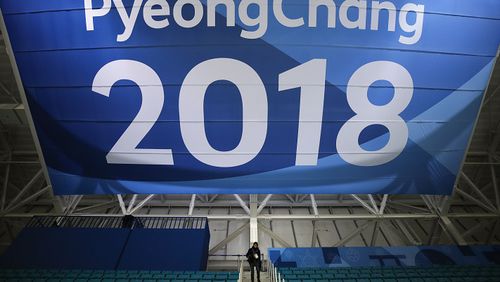A  large banner heralds the 2018 Winter Olympics in South Korea.  (AP Photo/Jae C. Hong, File)