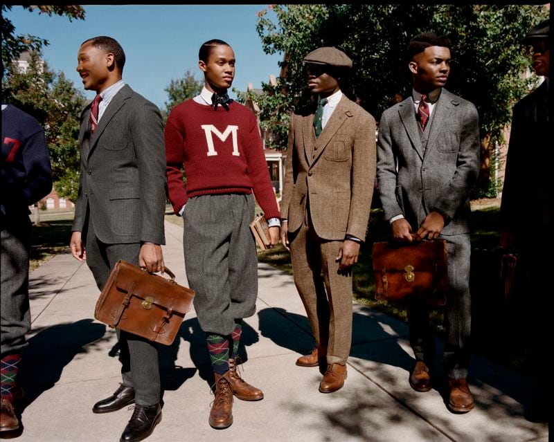 Morehouse College students model a new line by Ralph Lauren.