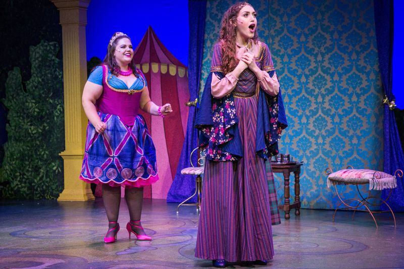 The Actor’s Express musical “Head Over Heels” co-stars Abby Holland (left) and Emily Whitley. CONTRIBUTED BY CASEY GARDNER PHOTOGRAPHY