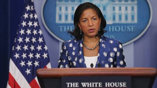 WASHINGTON, DC - JULY 22: White House National Security Advisor Susan Rice briefs reporters about President Barack Obama's upcoming trip to Africa in the Brady Press Briefing Room at the White House July 22, 2015 in Washington, DC. Obama is traveling this week to Kenya and Ethiopia. (Photo by Chip Somodevilla/Getty Images)