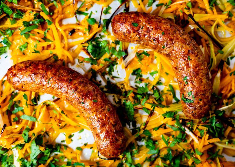 Sheet Pan Roast Sausage with Butternut Squash. CONTRIBUTED BY HENRI HOLLIS