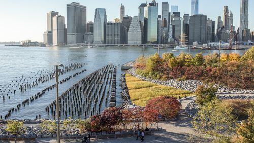 One of the best spots to take in a view of Manhattan’s skyscrapers is from the Brooklyn Heights neighborhood, in the comparatively serene, fascinating-in-its-own-right borough of Brooklyn. (Julienne Schaer/NYC & Co.)