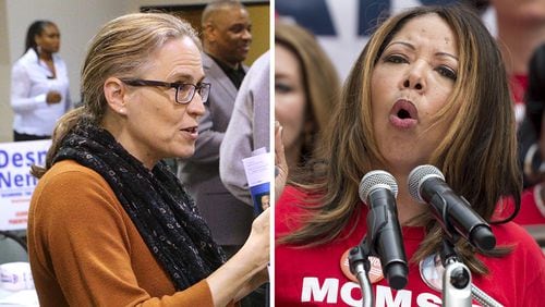 It's possible that Democratic U.S. Reps. Carolyn Bourdeaux, left, and Lucy McBath could face off against each other once their suburban Atlanta districts are redrawn by the Republican-led state Legislature during the upcoming special session on redistricting.