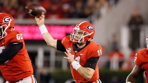 Georgia Bulldogs quarterback Jake Fromm (11).   The University of Georgia Bulldogs defeated the Auburn Tigers 27 - 10  in a NCAA college football game Saturday, Nov. 11th, 2018, at Sanford Stadium in Athens, GA.      BOB ANDRES / BANDRES@AJC.COM