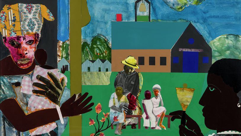 Romare Bearden’s “Profile/Part 1, The Twenties: Mecklenberg County, School Bell Time,” 1978, collage on board. Contributed by Kingsborough Community College, The City Univeristy of New York. © Romare Bearden Foundation / VAGA at Artists Rights Society, New York. Photo by Paul Takeuchi